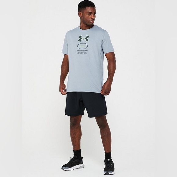 NWT Men’s Size Medium Under Armour UA Branded Gel Stack T-shirt In Grey & Green - Picture 1 of 13